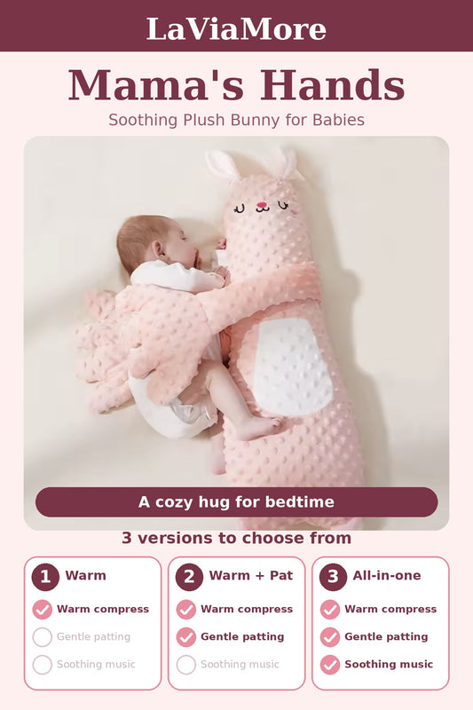 Mama's Hands Bunny Plush Pillow with Gentle Tapping & Soothing Sounds