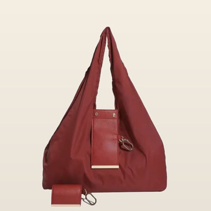 Pocket Tote: Foldable Reusable Shopping Bag with Key Ring